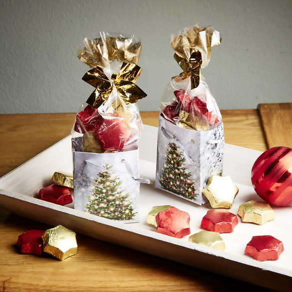 Präsenttüten "Weihnachtsbaum" rot + gold 2er-Set