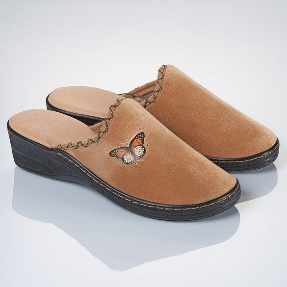 Hausschuh Schmetterling beige