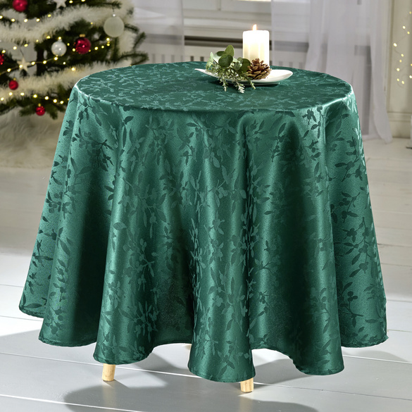 Jacquard-Tischdecke dunkelgrün Ø 140cm Eldo