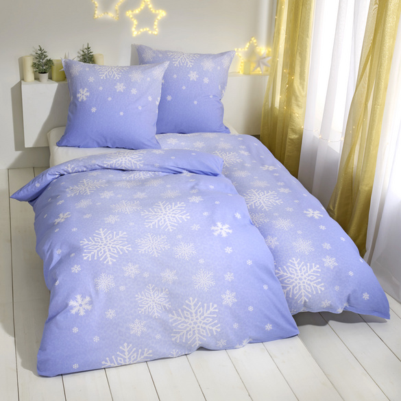 Biber-Bettwäsche Eiskristalle hellblau 2-tlg. Eldo