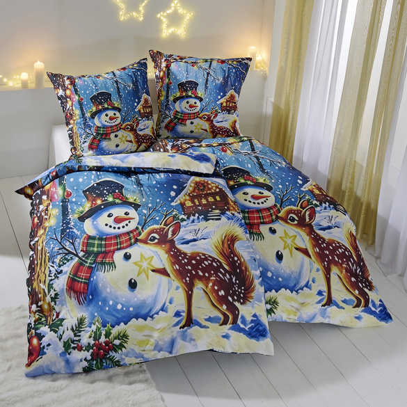 Bettwäsche "Schneemann" blau 2er-Set Eldo