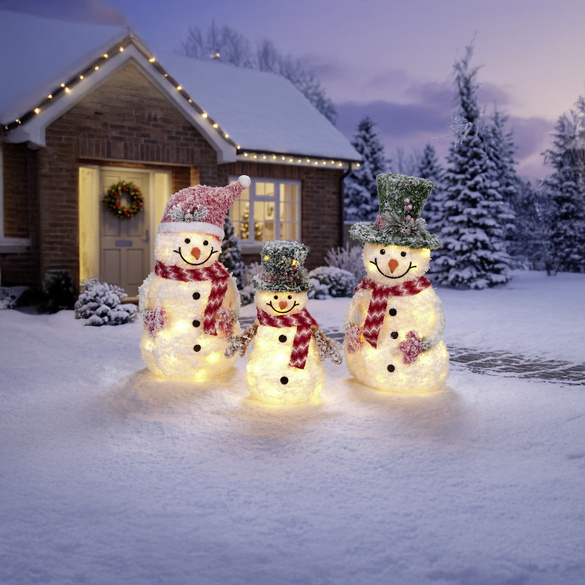 LED-Schneemänner "Familie Frosty" (Mann + Frau + Kind)