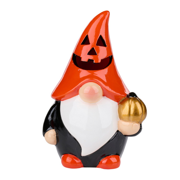 LED-Halloweenzwerg mit Kürbismütze