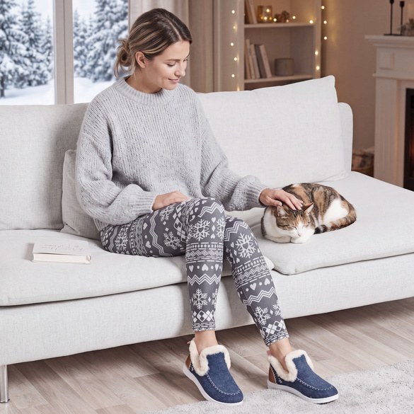 Leggings "Lama" grau-weiß