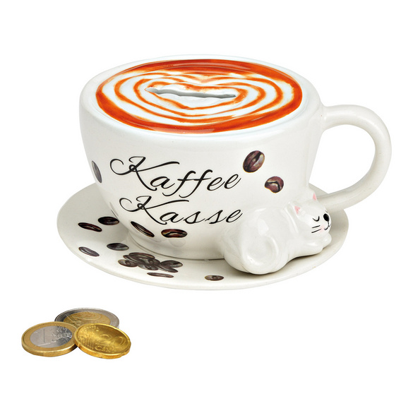 Spardose "Tasse Kaffee-Kasse" aus Keramik
