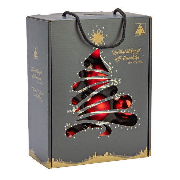 Weihnachtskugeln aus Glas rot, 24er-Set