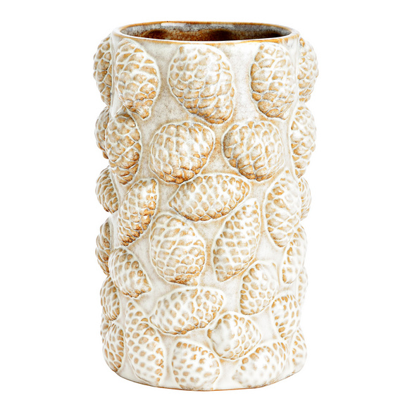 Porzellanvase mit Tannenzapfen-Dekor 13 cm hoch