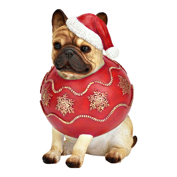 Weihnachtsfigur Französische Bulldogge mit Weihnachtskugel-Optik