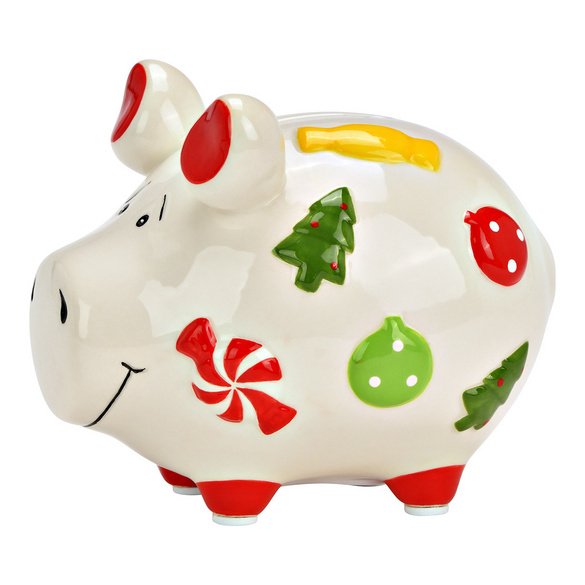 Sparschwein Weihnachtsdeko aus Keramik Wurm