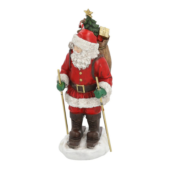 Dekofigur "Weihnachtsmann auf Skiern" aus Poly