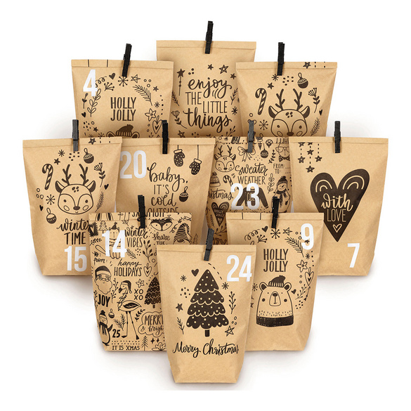 Adventskalender mit Kindermotiven zum Selbstbefüllen
