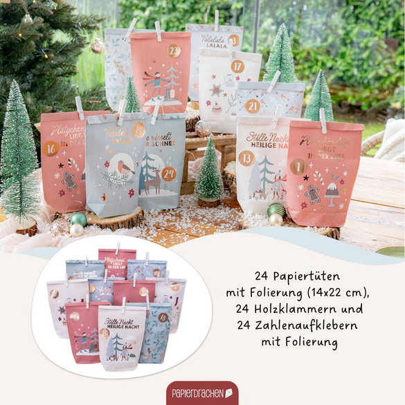 Adventskalender-Tüten "Cheerful Christmas" zum Selbstbefüllen