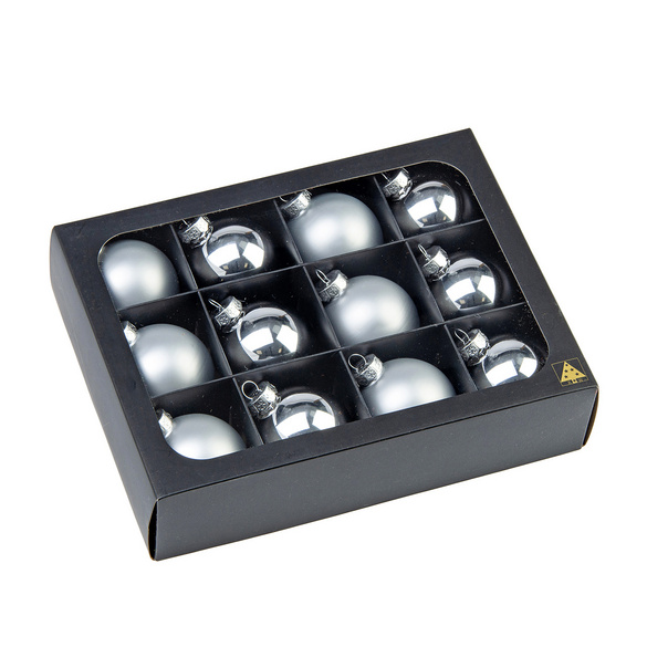 Weihnachtskugeln Silber, 12er-Set – Wurm