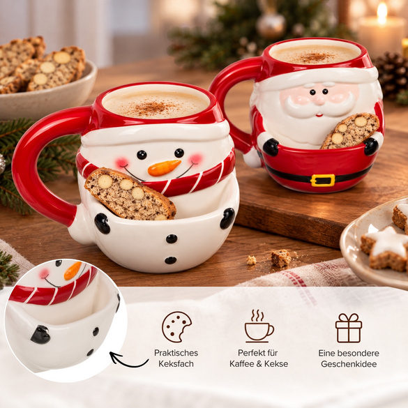 Kaffeebecher "Weihnachten" mit Keksfach