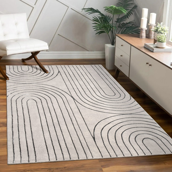 Kurzflor Teppich Tuana 215 Grau Paco Home