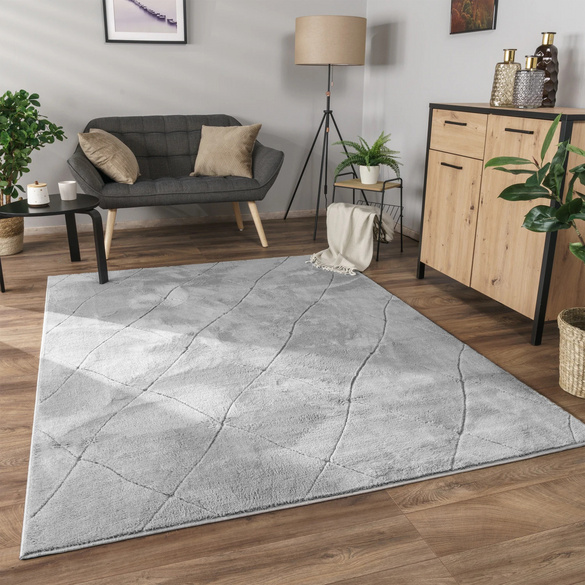 Kurzflor Teppich Utrecht 641 Grau Paco Home