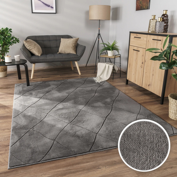 Kurzflor Teppich Utrecht 641 Anthrazit Paco Home