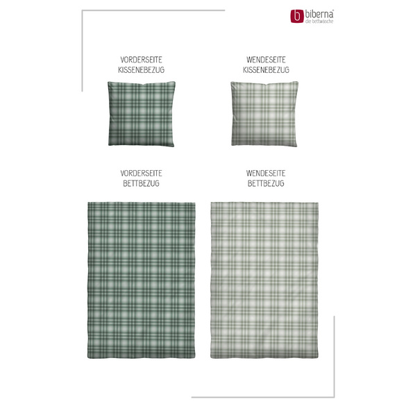 Feinbiber-Bettwäsche "Karo Tartan" salbei biberna