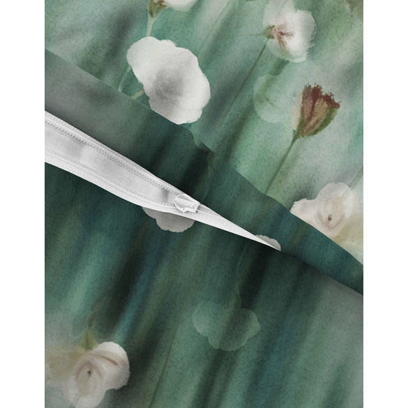 Feinbiber-Bettwäsche "Aquarellblumen" salbei biberna