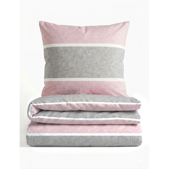 Melange-Flanell Bettwäsche "Blockstreifen" rose biberna