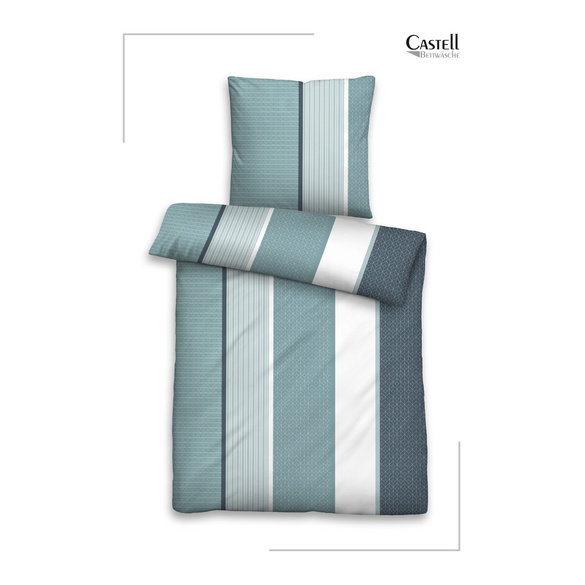 Castell Polycotton-Biber-Bettwäsche „Längsstreifen“ petrol