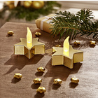 LED-Teelichter "Stern" Gold, 2er-Set