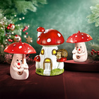 Deko Pilz terrakotta mit LED-Beleuchtung