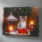 LED-Bild "Katze mit Geschenk"