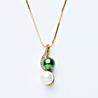 Halskette "Perlen" grün/weiß