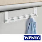 WENKO Türgarderobe Celano Weiß, 6 Haken, für Türfalzstärken bis 2 cm