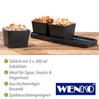 WENKO Snack & Dip Schalen Set Schwarz matt, Tablett mit 3 x 300 ml Schalen
