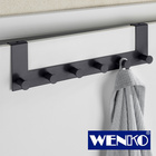 WENKO Türgarderobe Celano Schwarz, 6 Haken, für Türfalzstärken bis 2 cm