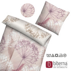 biberna Mako-Satin Bettwäsche PUSTEBLUME  rose, 155x220 cm + 80x80 cm