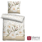 biberna Mako-Satin Bettwäsche BLUME  kitt, 155x220 cm + 80x80 cm