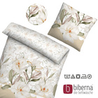 biberna Mako-Satin Bettwäsche BLUME  kitt, 155x220 cm + 80x80 cm