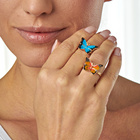 Schmetterlings-Ringe blau + orange Amélie di Santi, 2er-Set