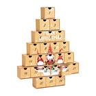 Adventskalender Tannenbaum "Merry Christmas" mit Wichteln aus Pappe