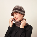 Rundschal Rippenstrick taupe
