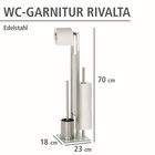 WENKO Stand WC-Garnitur Mod. Rivalta Edelstahl Matt, integrierter Toilettenpapierhalter