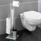 WENKO Stand WC-Garnitur Mod. Rivalta Edelstahl Matt, integrierter Toilettenpapierhalter