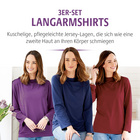 Langarmshirts lila-blau-bordeaux 3er-Set