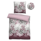 Castell Thermo-Fleece Bettwäsche Blume groß bordeauxrot, 1x 155x220 cm + 1x 80x80 cm