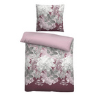 Castell Thermo-Fleece Bettwäsche Blume groß bordeauxrot, 1x 155x220 cm + 1x 80x80 cm