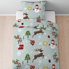 Castell Feinbiber Bettwäsche Weihnachten taubenblau, 1x 155x220 cm + 1x 80x80 cm