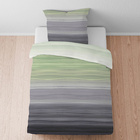 biberna Satin Bettwäsche Streifen pistaziengrün, 155x220 cm + 80x80 cm