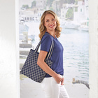 Flyknit-Shopper "Valentina" blau-weiß