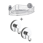 Eckablage Bari mit Haken 3-tlg. Vacuum-Loc Schwarz WENKO