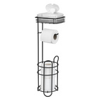 Toilettenpapierhalter mit Ablage & Ersatzrollenhalter Schwarz WENKO