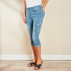 Capri-Jeans hellblau bestickt