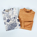 Langarm-Shirts camel + gemustert 2er-Set